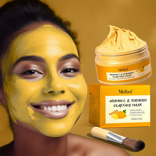 4.23oz Turmeric Vitamin C Clay Mask Face Mask Turmeric Facial Mud Mask VC Cleansing Mask Deep Cleansing Mask Skin Care Improve Blackhead Acne Even Skin Tone Mask Oil Control For Pores Large Skin Oil !